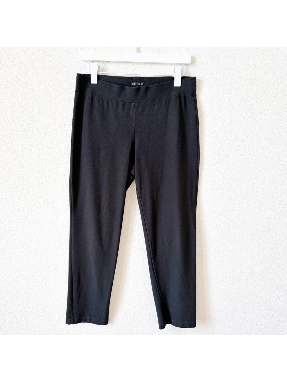 Eileen Fisher Washable Stretch Crepe Slim Cropped Pant Black Size Small Coastal